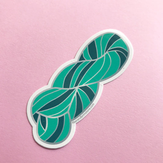 Teal Yarn Skein Sticker