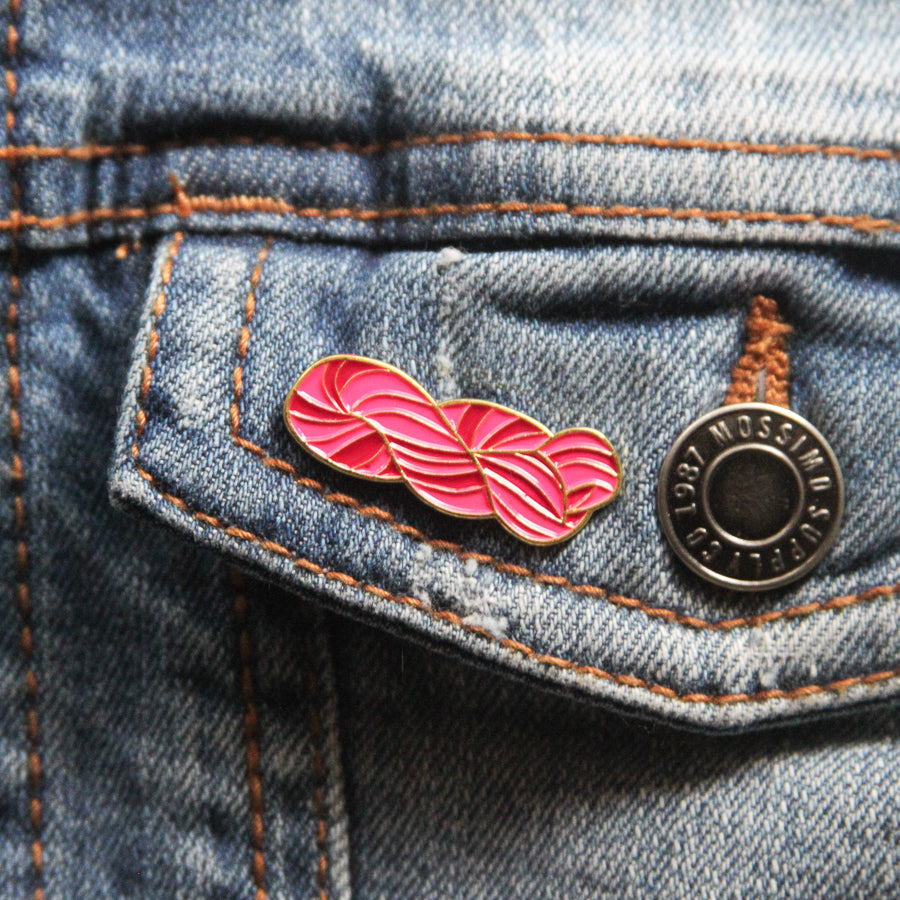 Pink Yarn Skein Pin