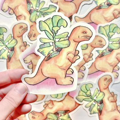 Orange Dino Vinyl Sticker