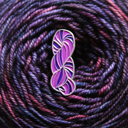 Purple Yarn Skein Pin