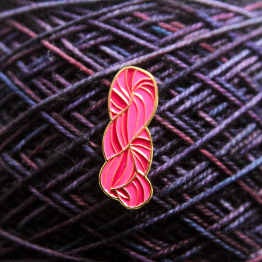 Pink Yarn Skein Pin