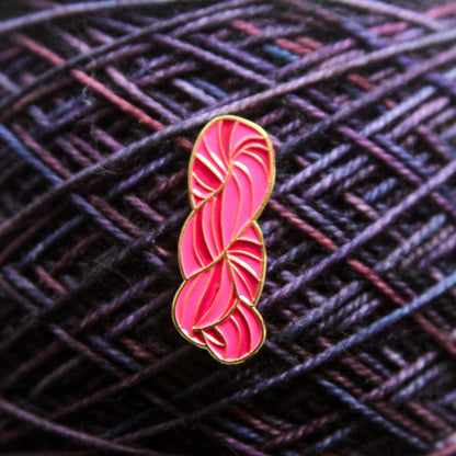 Pink Yarn Skein Pin