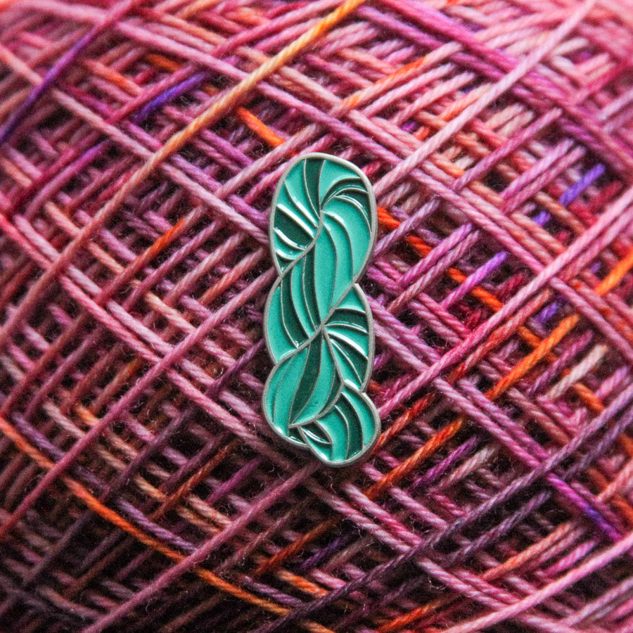 Teal Yarn Skein Pin